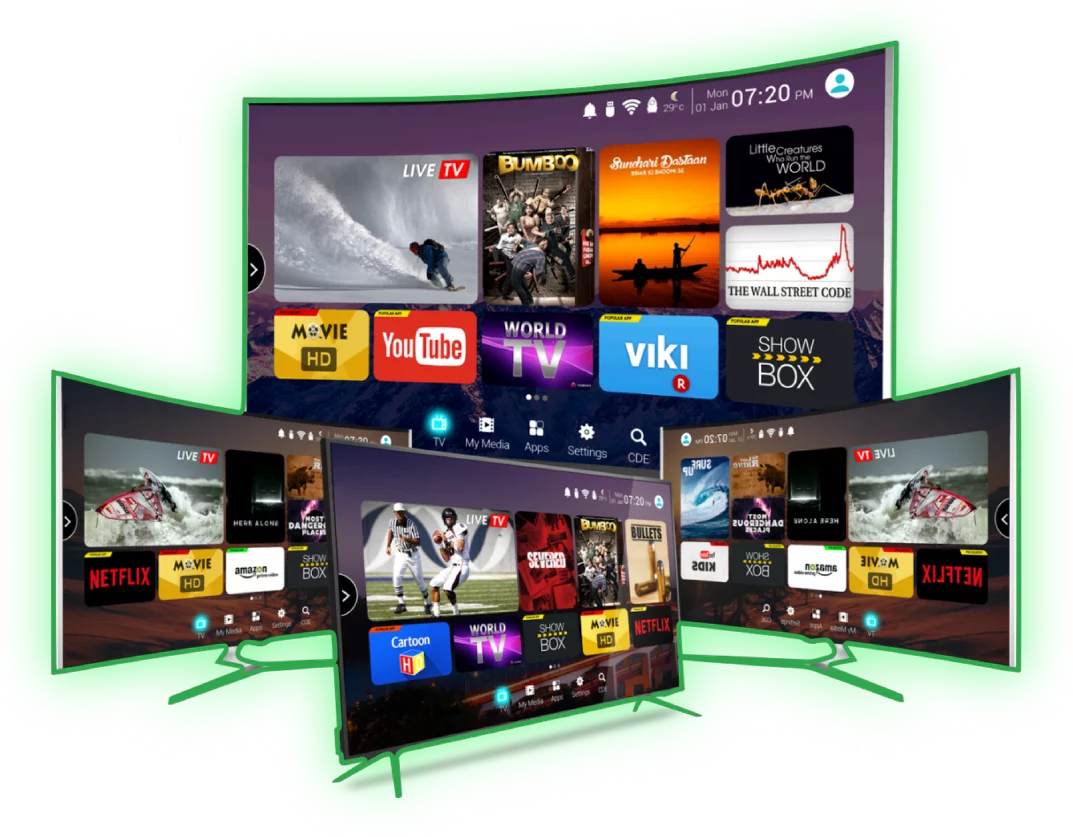 Family watching DeIPTV on TV